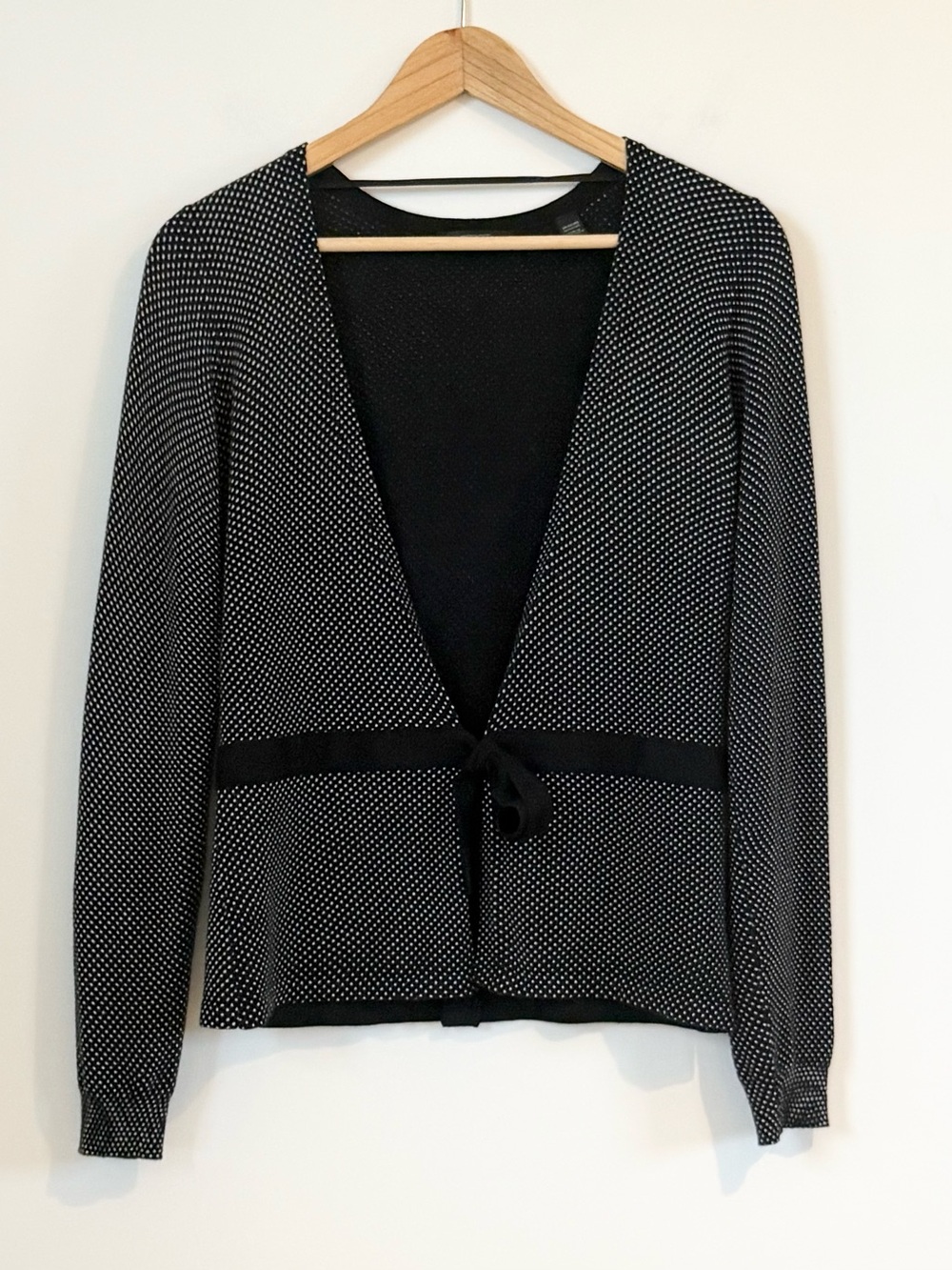 Vintage Esprit Black and White Tie-Front Cardigan